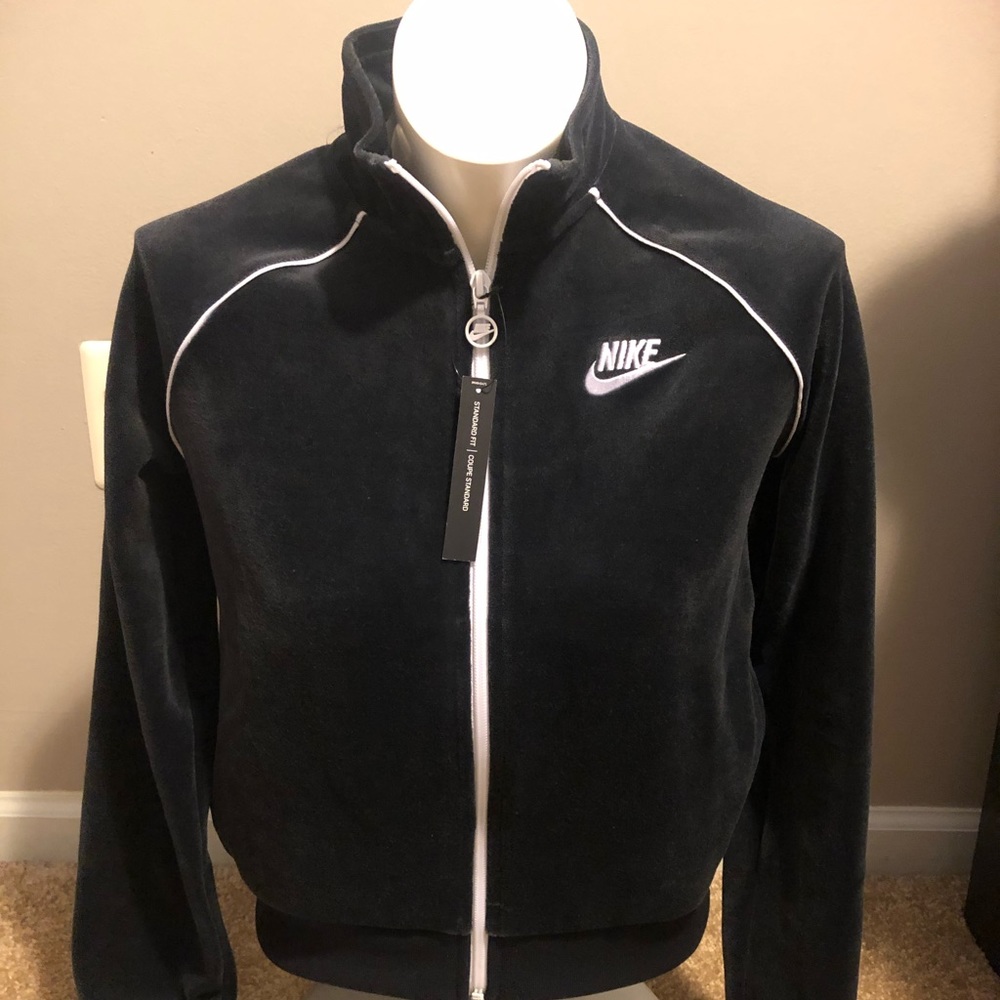 Nike velour black track jacket nwt